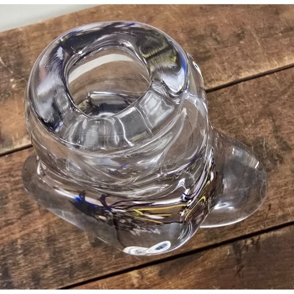 Unique Handcrafted Art Glass Taper Candle Holder Bud Vase Abstract Design Signed - Picture 6 of 11